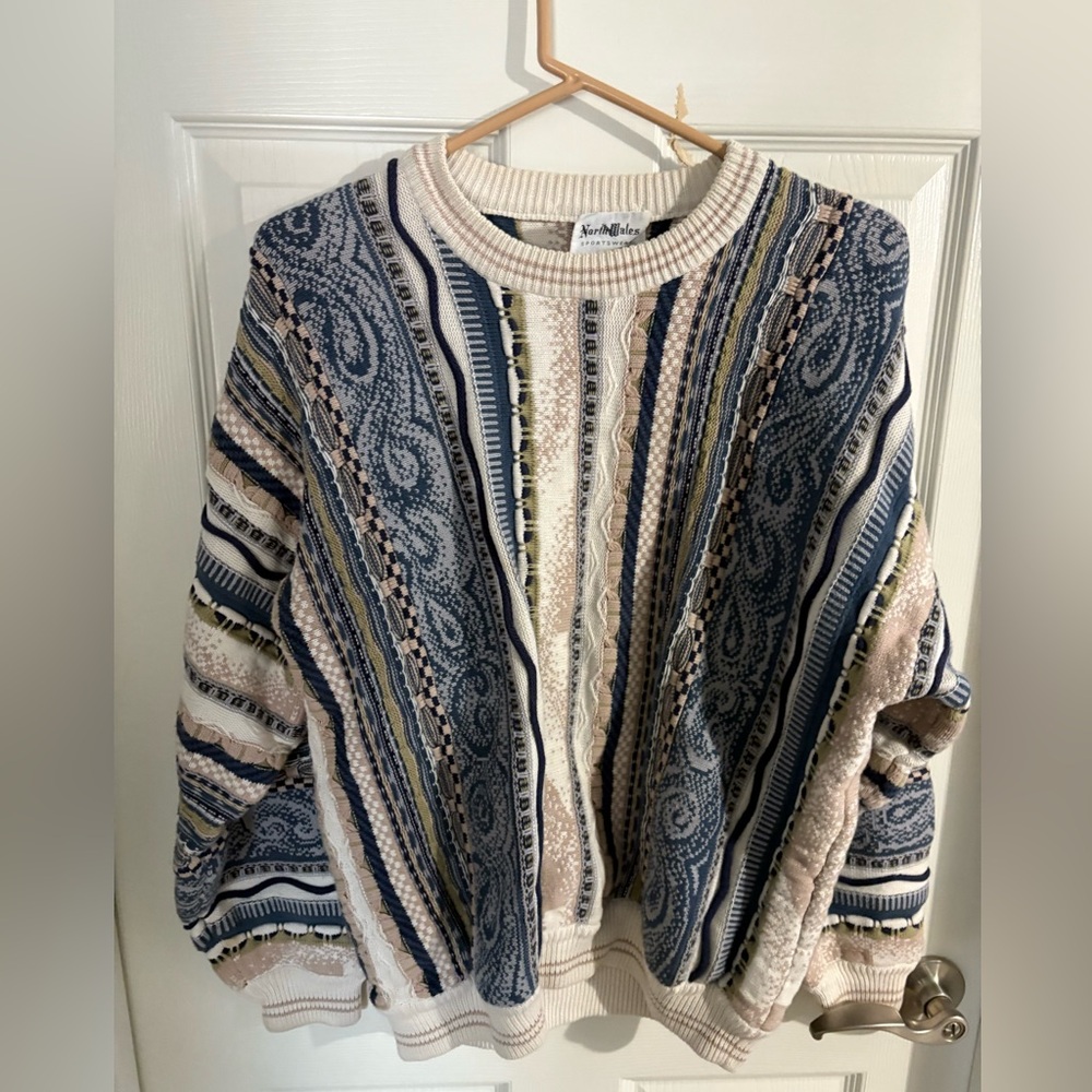 Large -North Wales Vintage Cosby cableknit sweater